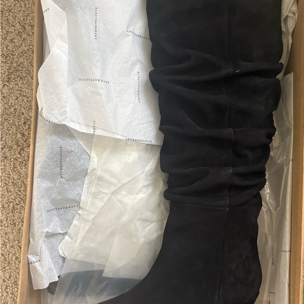 Anthropologie Black Over-the-Knee Suede Boots